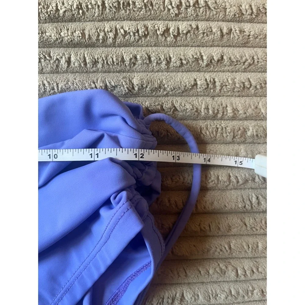 Onzie Purple Blue Strappy Sports Bra and Side Tie Shorts Activewear Set